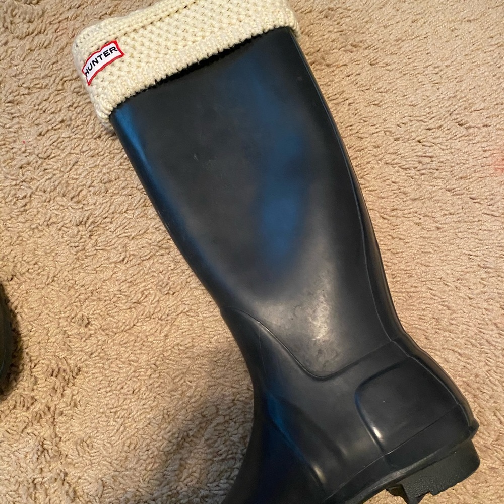 Navy hunter rain boots